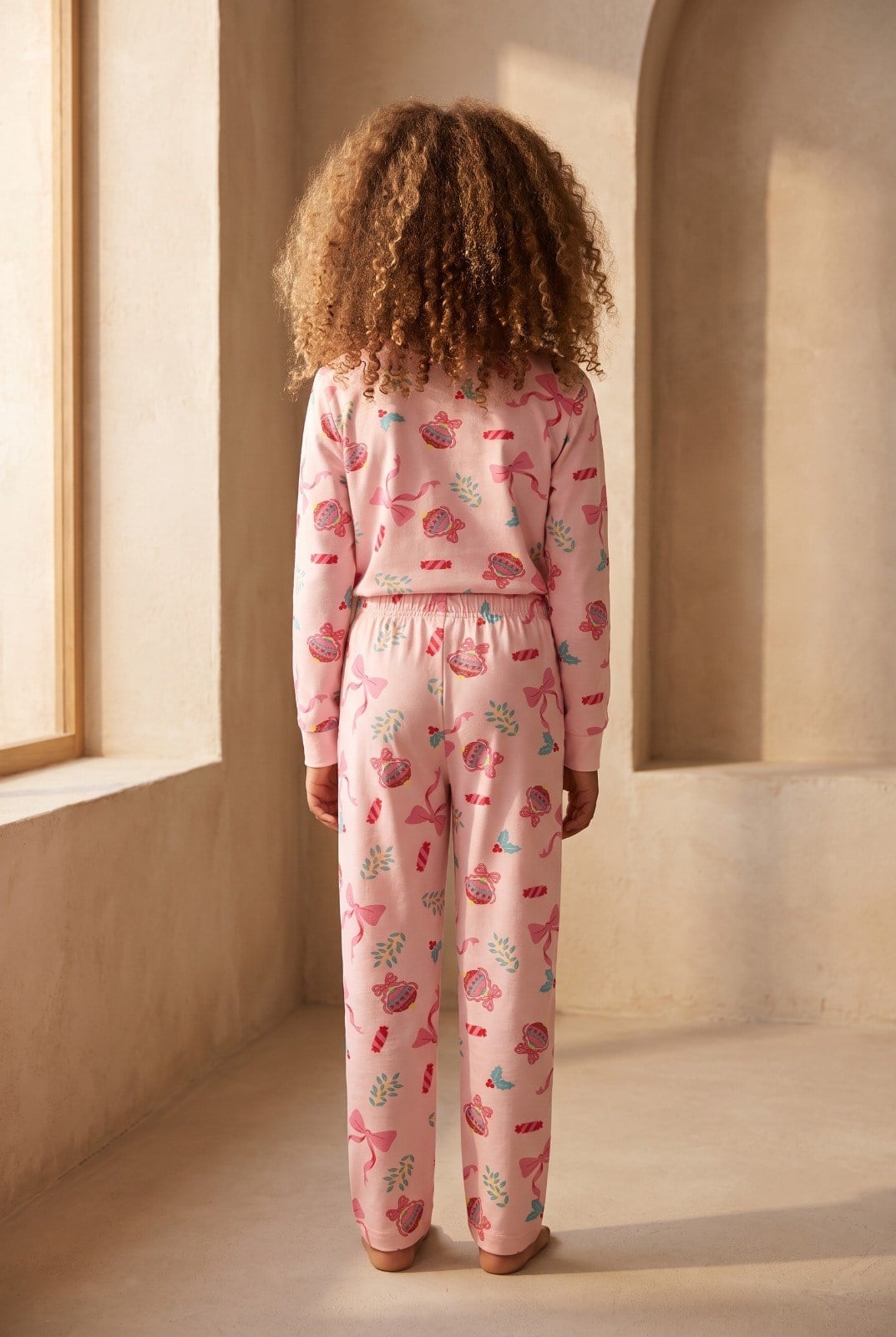 Kız Çocuk Dear Santa Candy Pijama Takımı Pembe