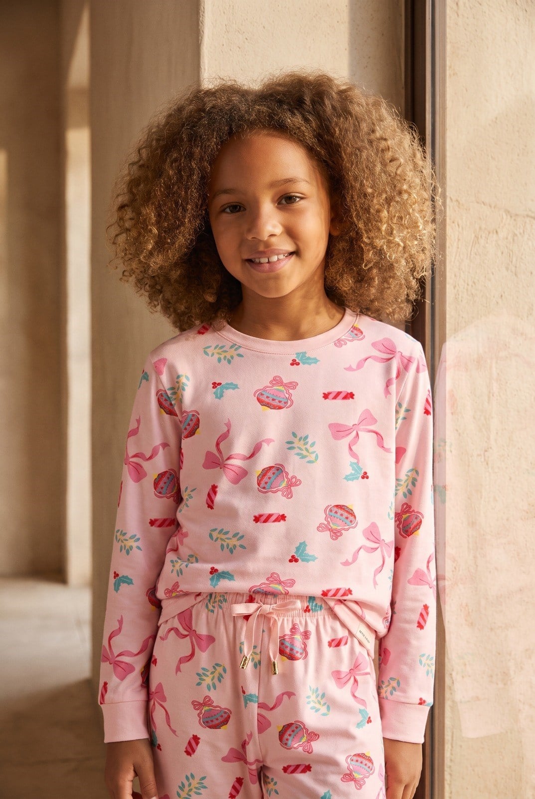 Kız Çocuk Dear Santa Candy Pijama Takımı Pembe