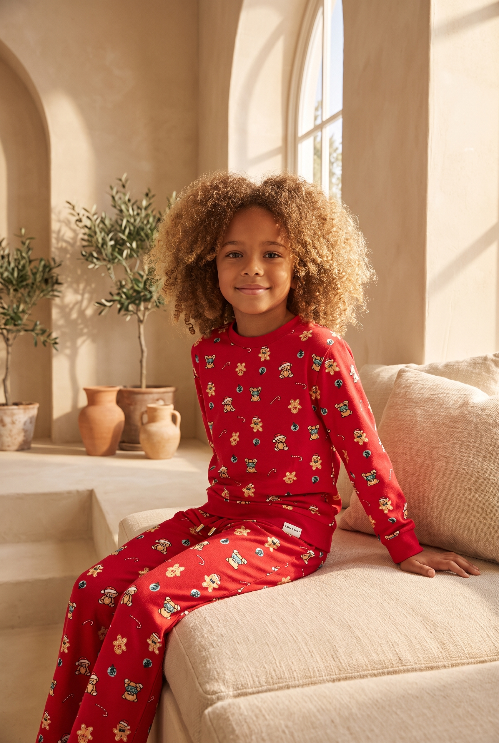 Kız Çocuk Dear Santa Ginger Breadman Pijama Takımı Kırmızı