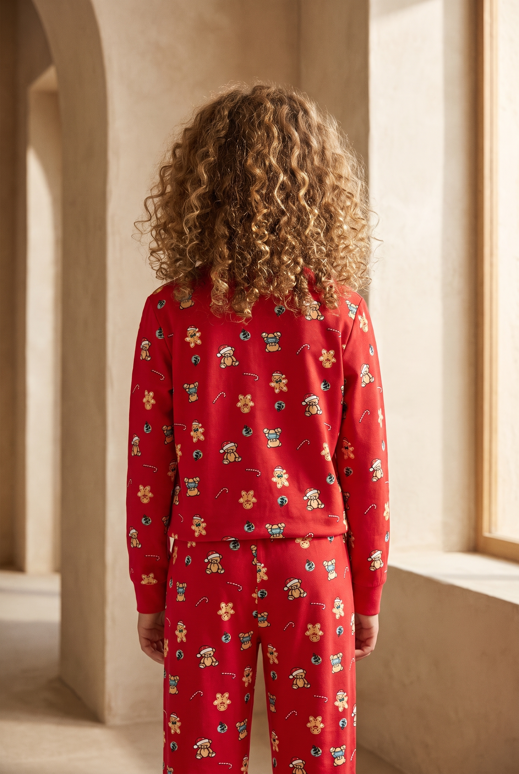 Kız Çocuk Dear Santa Ginger Breadman Pijama Takımı Kırmızı