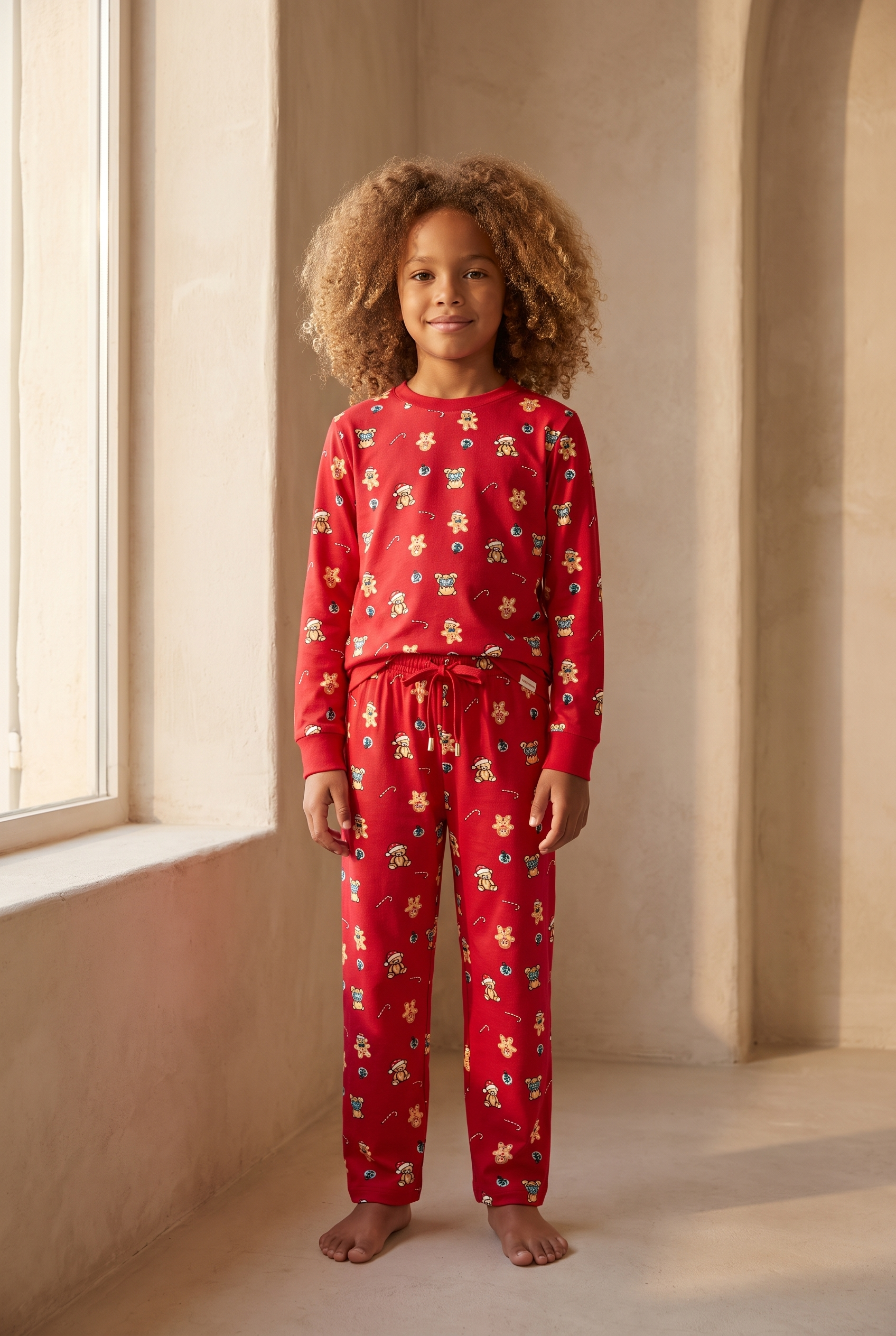 Kız Çocuk Dear Santa Ginger Breadman Pijama Takımı Kırmızı