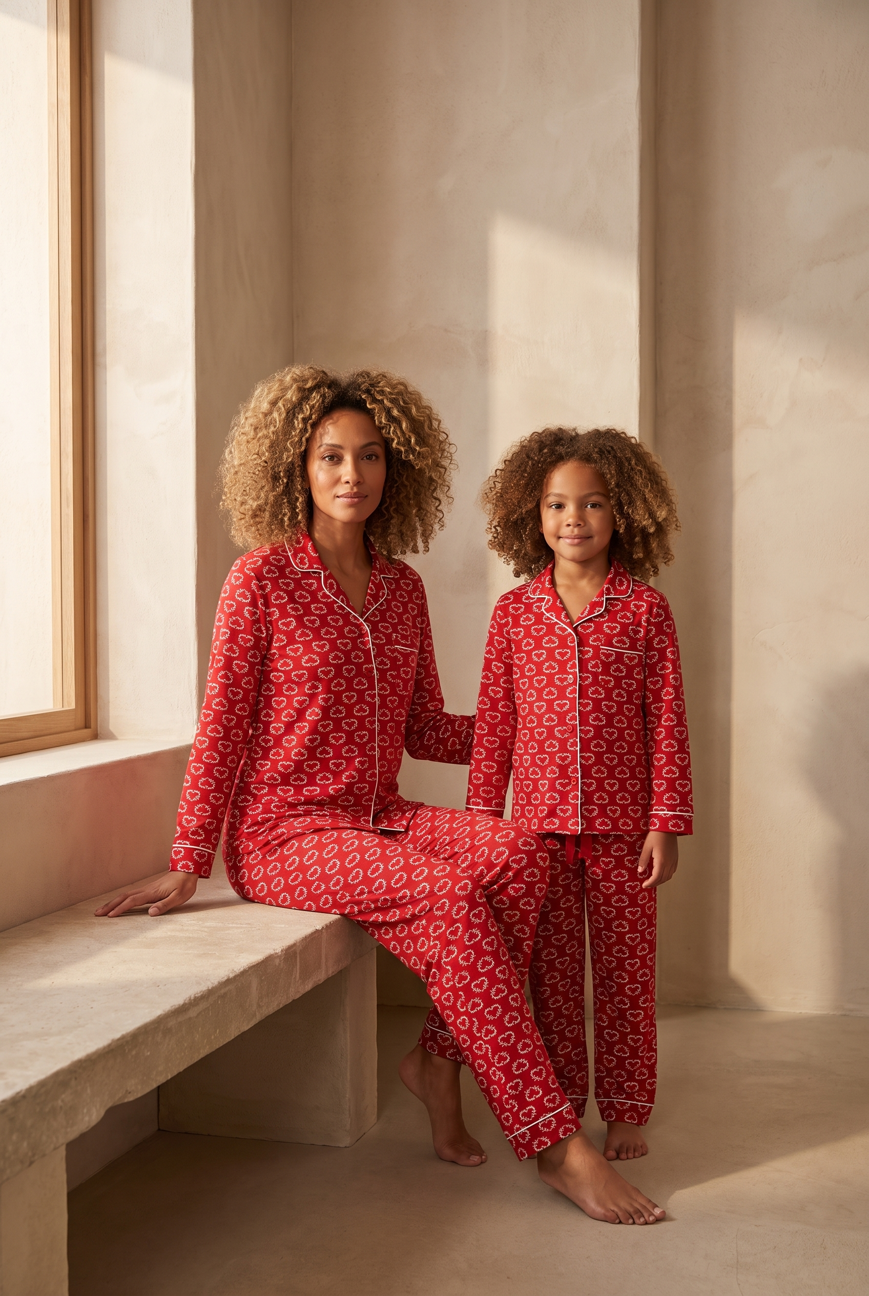 Kız Çocuk Dear Santa Kalpli Pijama Takımı Kırmızı