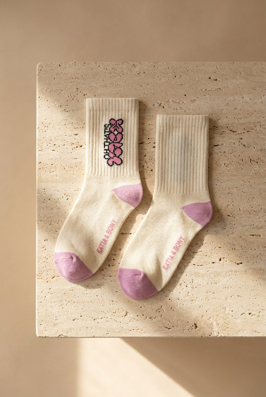 Girls' Patterned 4-Piece Socked Socks Pink