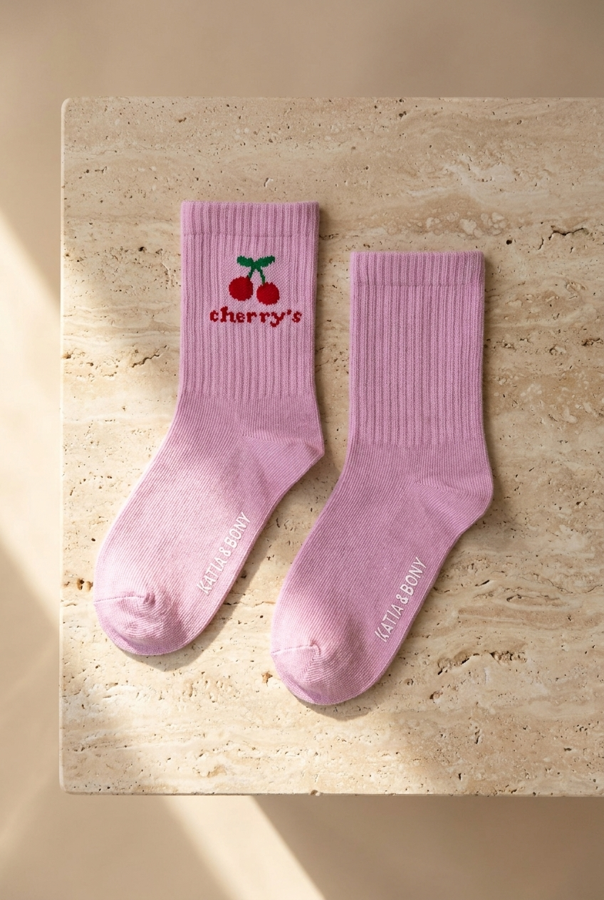 Girls' Patterned 4-Piece Socked Socks Pink