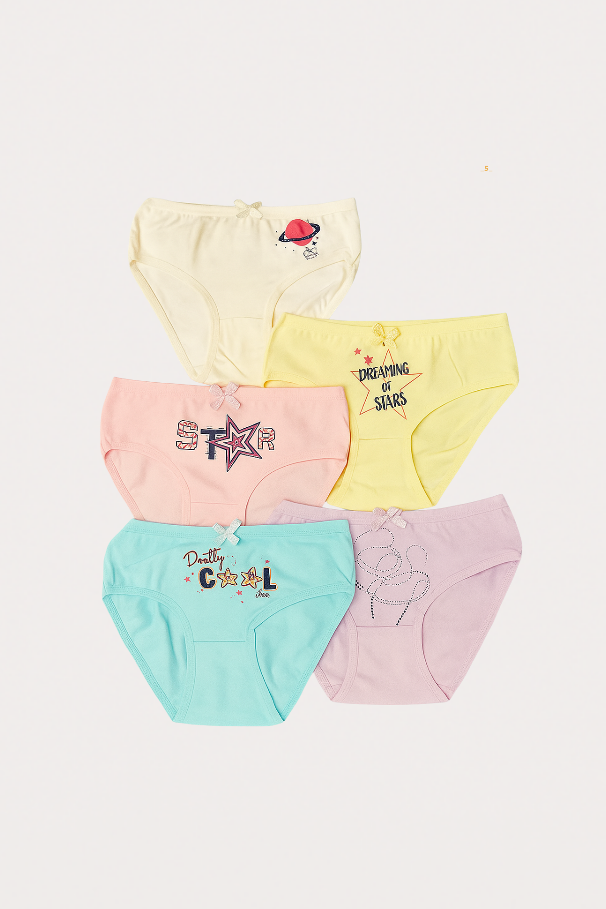 Kız Çocuk Desenli 5'li Külot