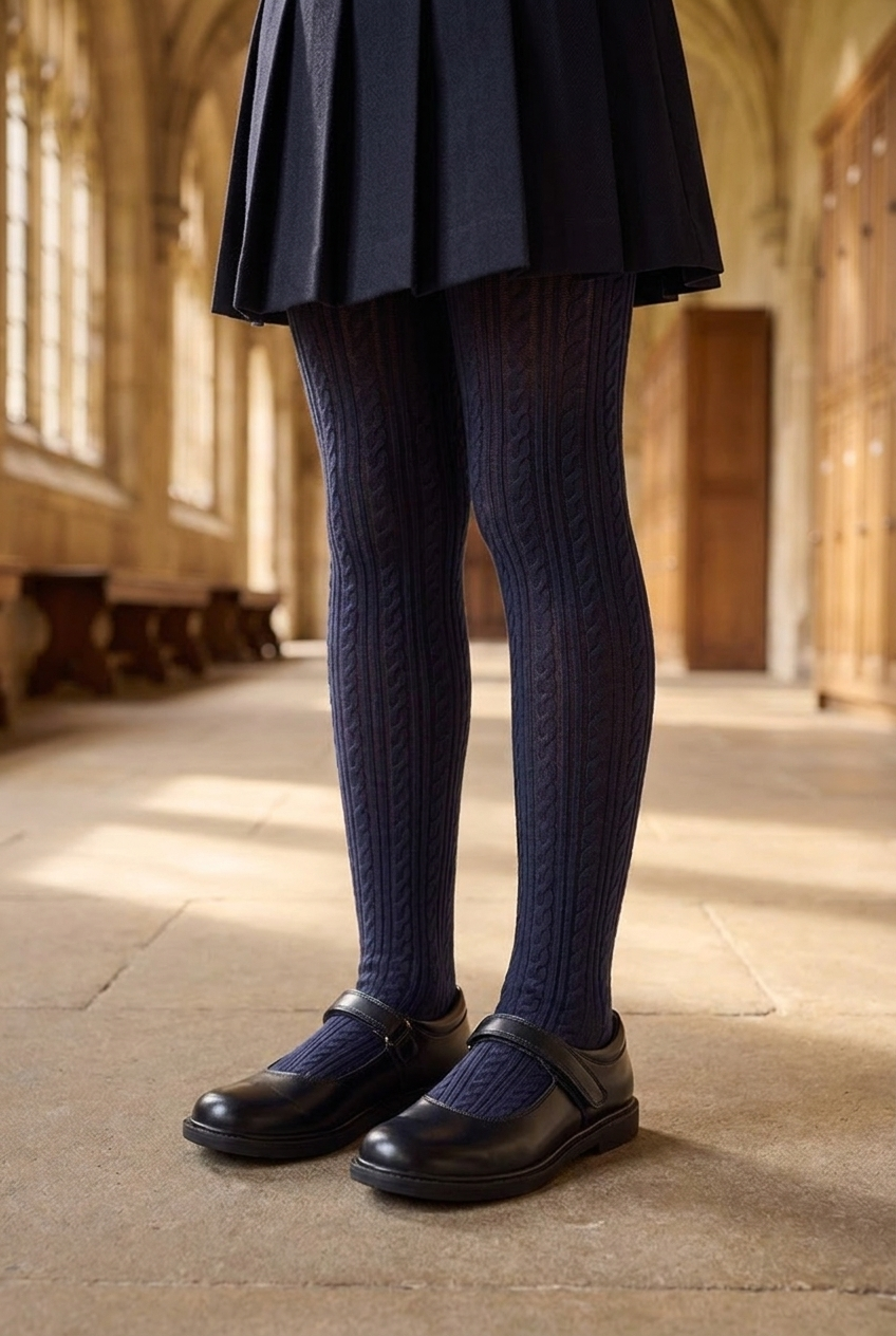 Patterned Kids Pantyhose Navy Blue