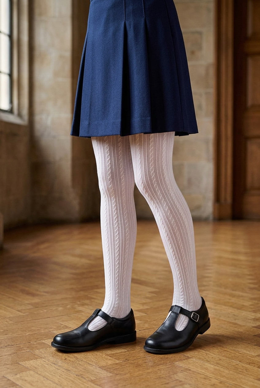 Patterned Children's Pantyhose White
