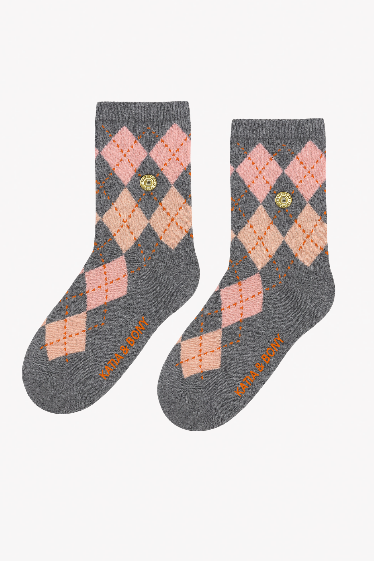 Kız Çocuk Ekose Desenli 2'li Kutulu Soket Çorap Gri/Beyaz 