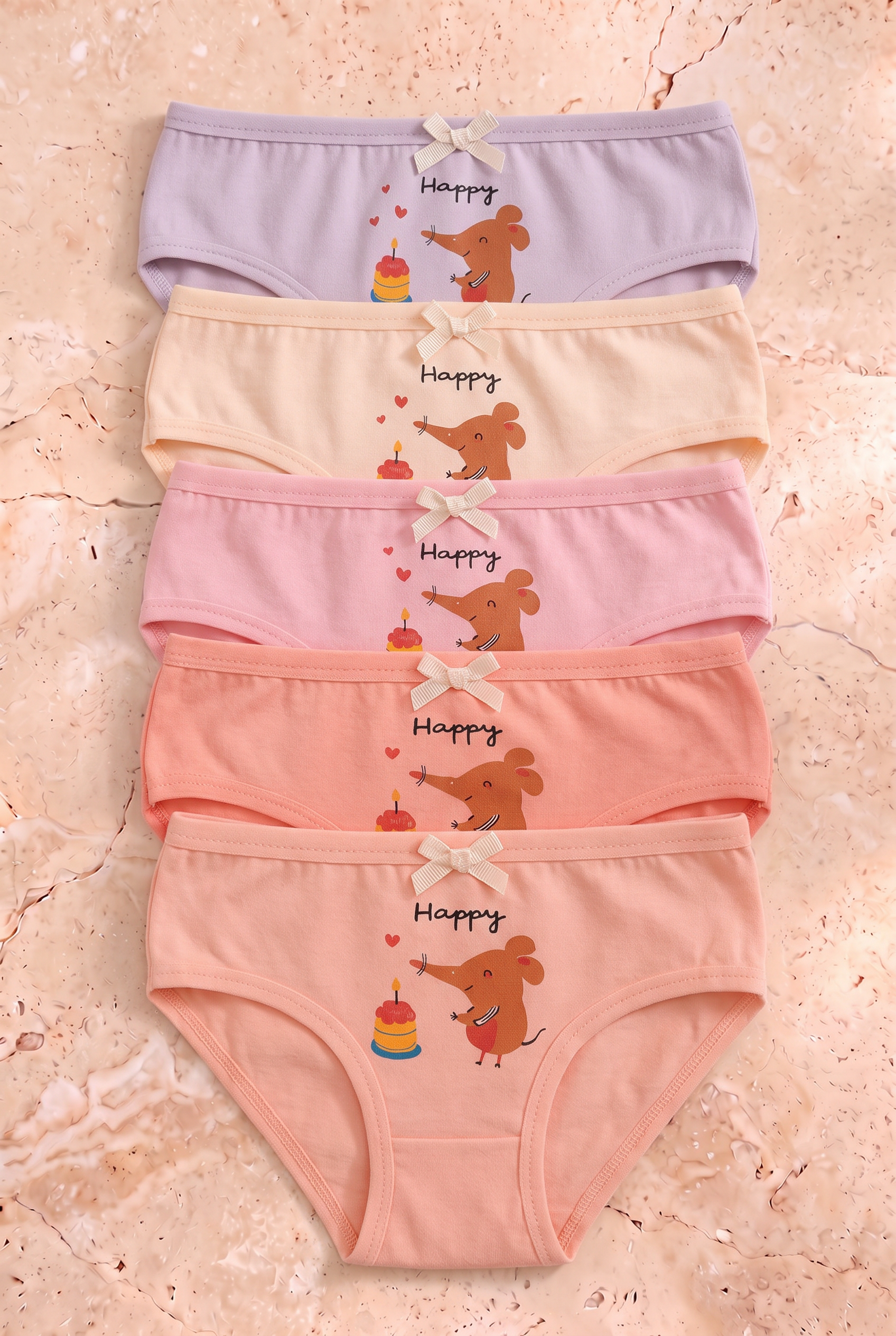 Kız Çocuk Fil Baskılı 5'li Slip Külot