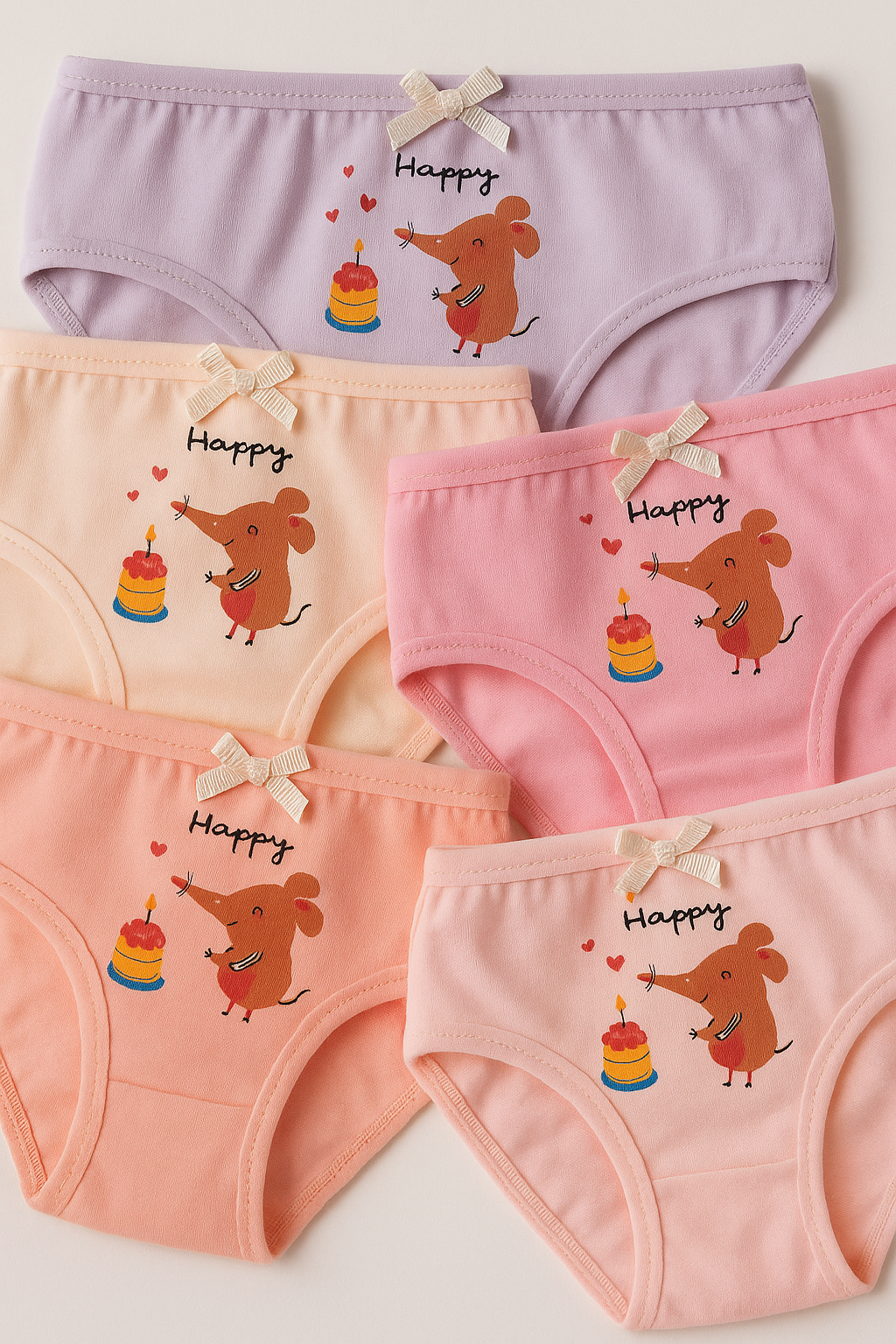 Kız Çocuk Fil Baskılı 5'li Slip Külot