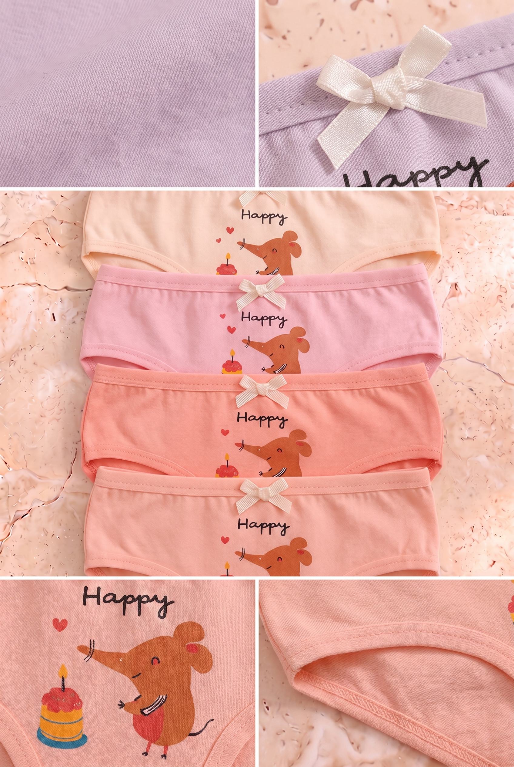 Kız Çocuk Fil Baskılı 5'li Slip Külot