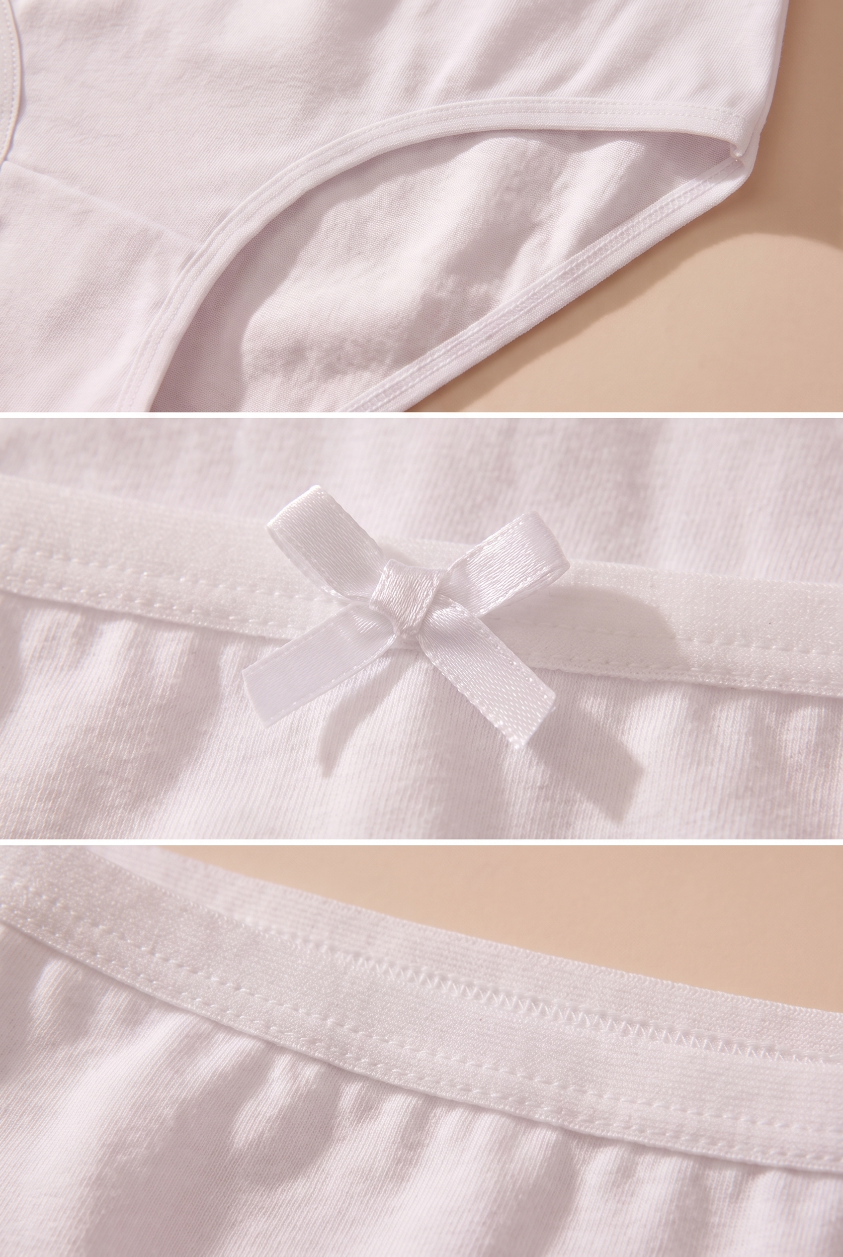 Kız Çocuk Fiyonklu 5 li Paket Slip Külot Beyaz