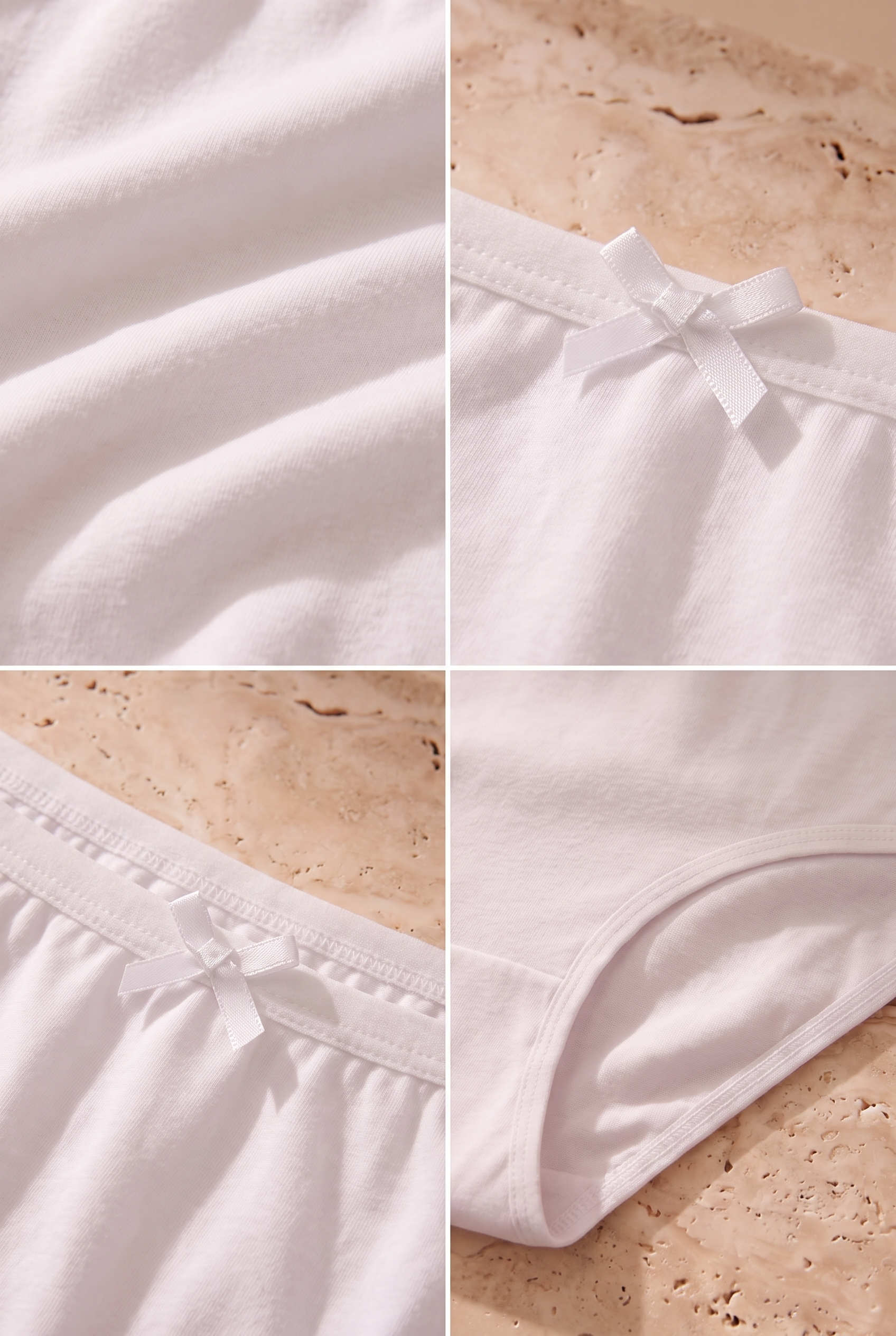 Kız Çocuk Fiyonklu 5 li Paket Slip Külot Beyaz