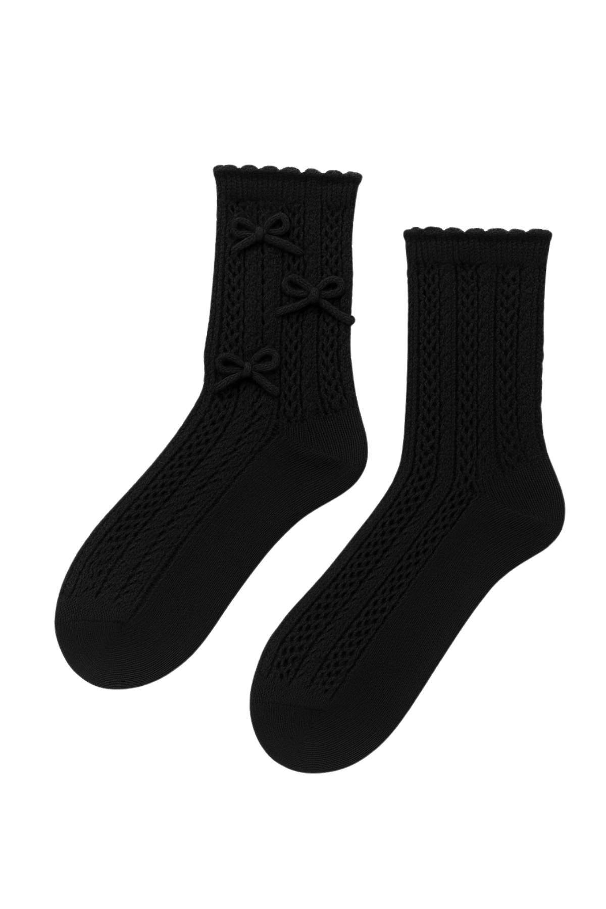 Kız Çocuk Fiyonklu Triko Dizaltı Çorap Siyah