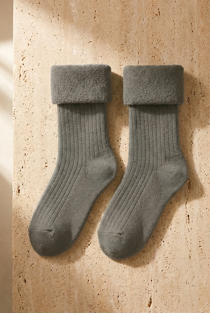 Girl's Towel Socks Gray