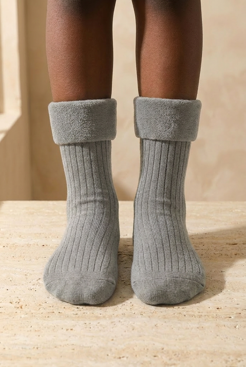 Girl's Towel Socks Gray