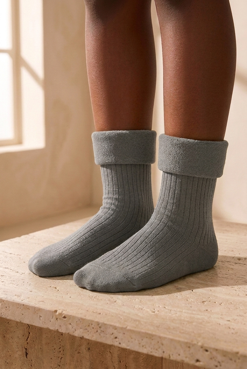 Girl's Towel Socks Gray