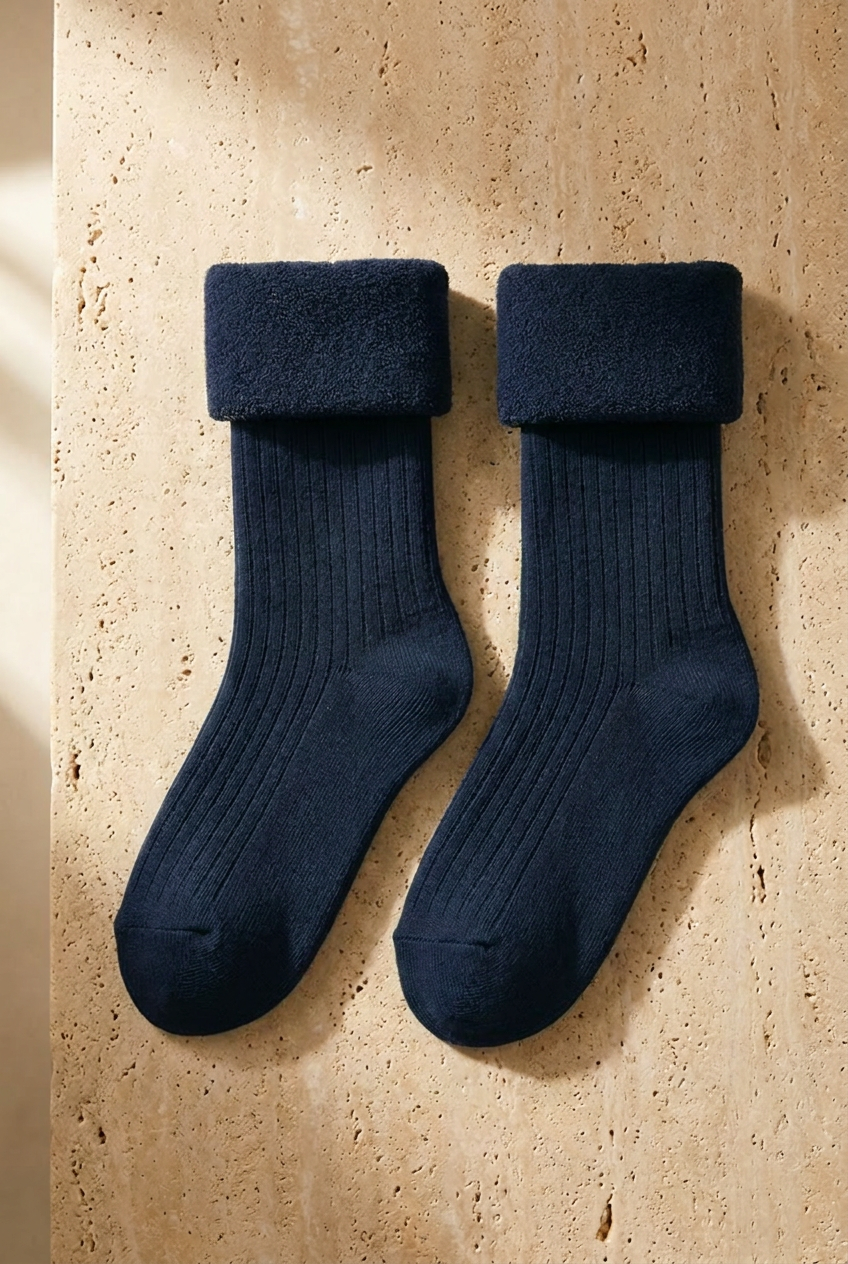 Girl's Towel Socks Navy Blue