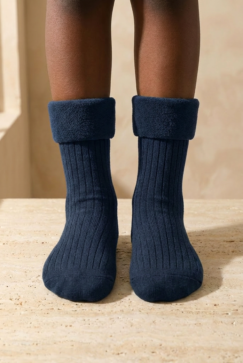 Girl's Towel Socks Navy Blue