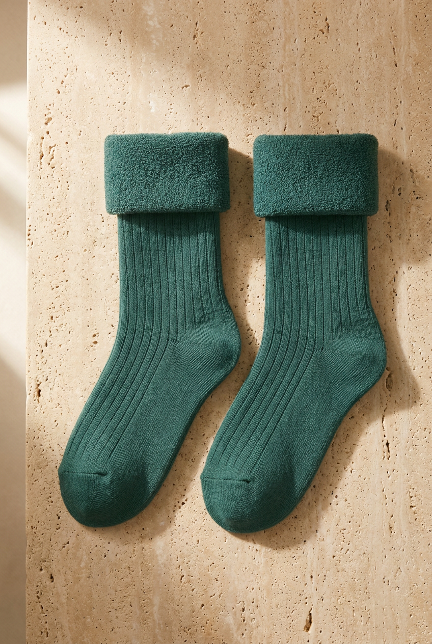 Girl's Towel Socks Green