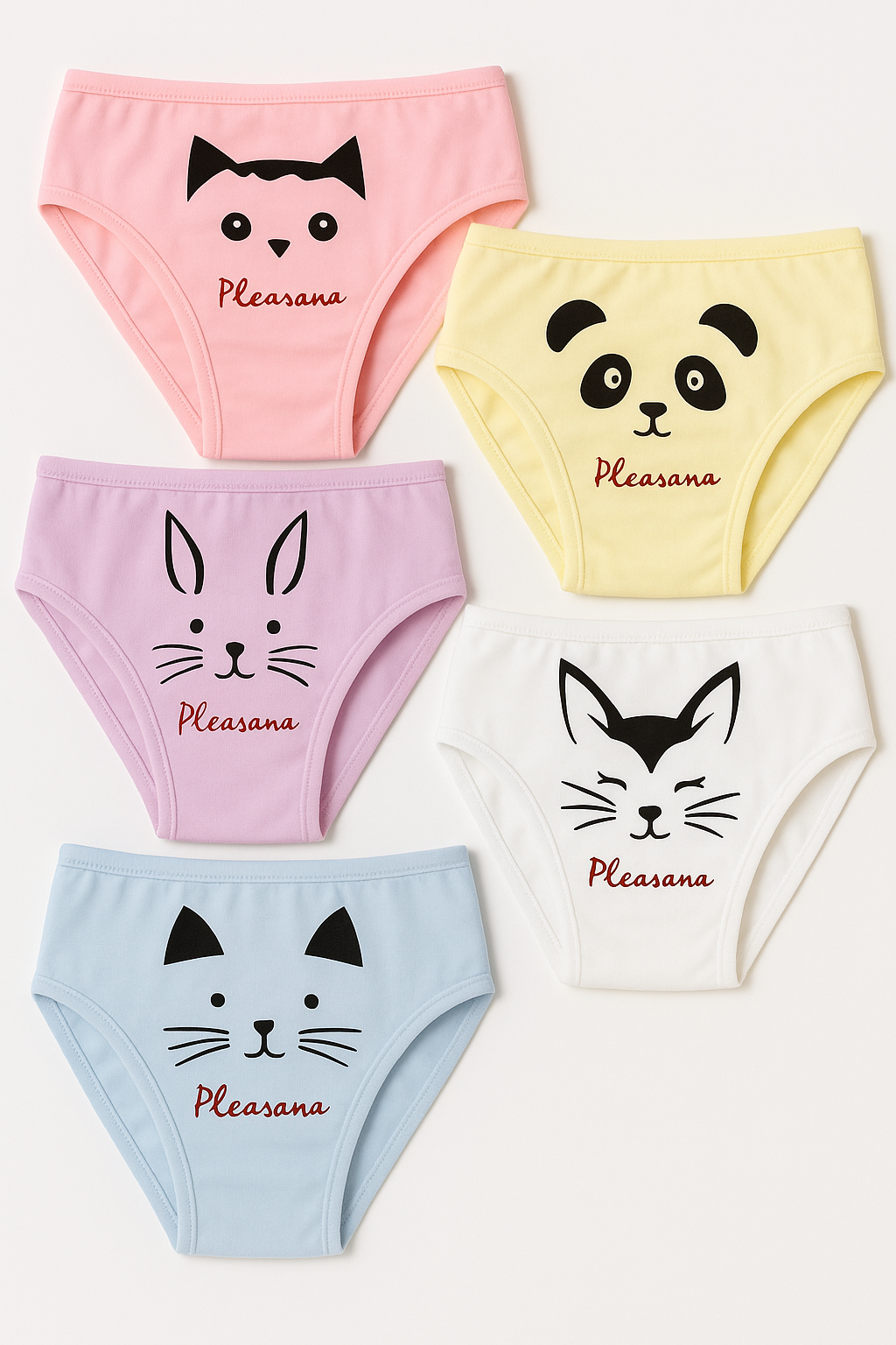 Kız Çocuk Hayvan Baskılı 5'li Slip Külot