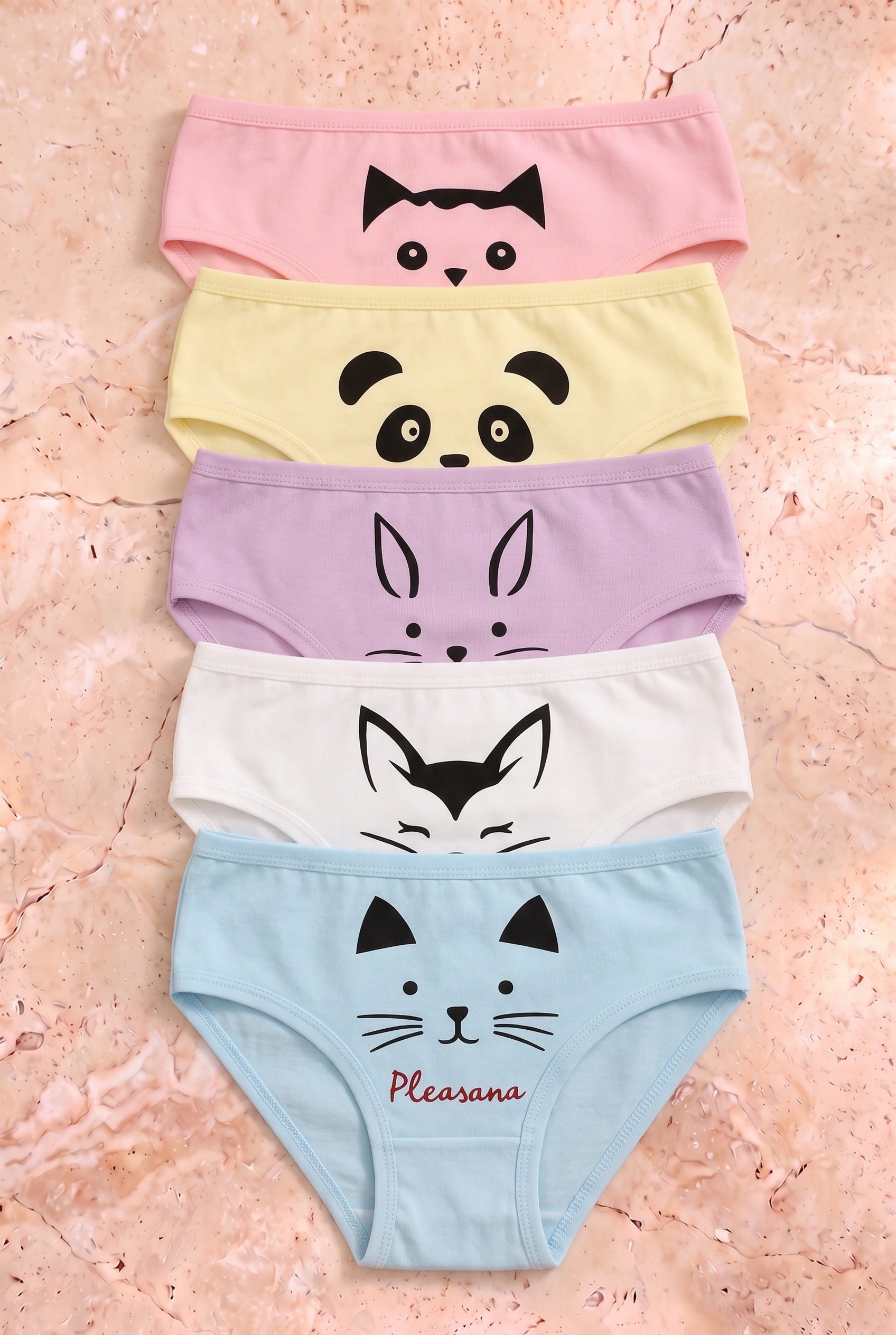 Kız Çocuk Hayvan Baskılı 5'li Slip Külot