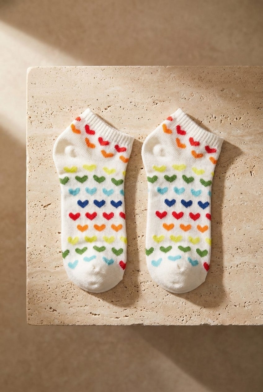Girl's Heart Patterned 6-Piece Booties Socks
