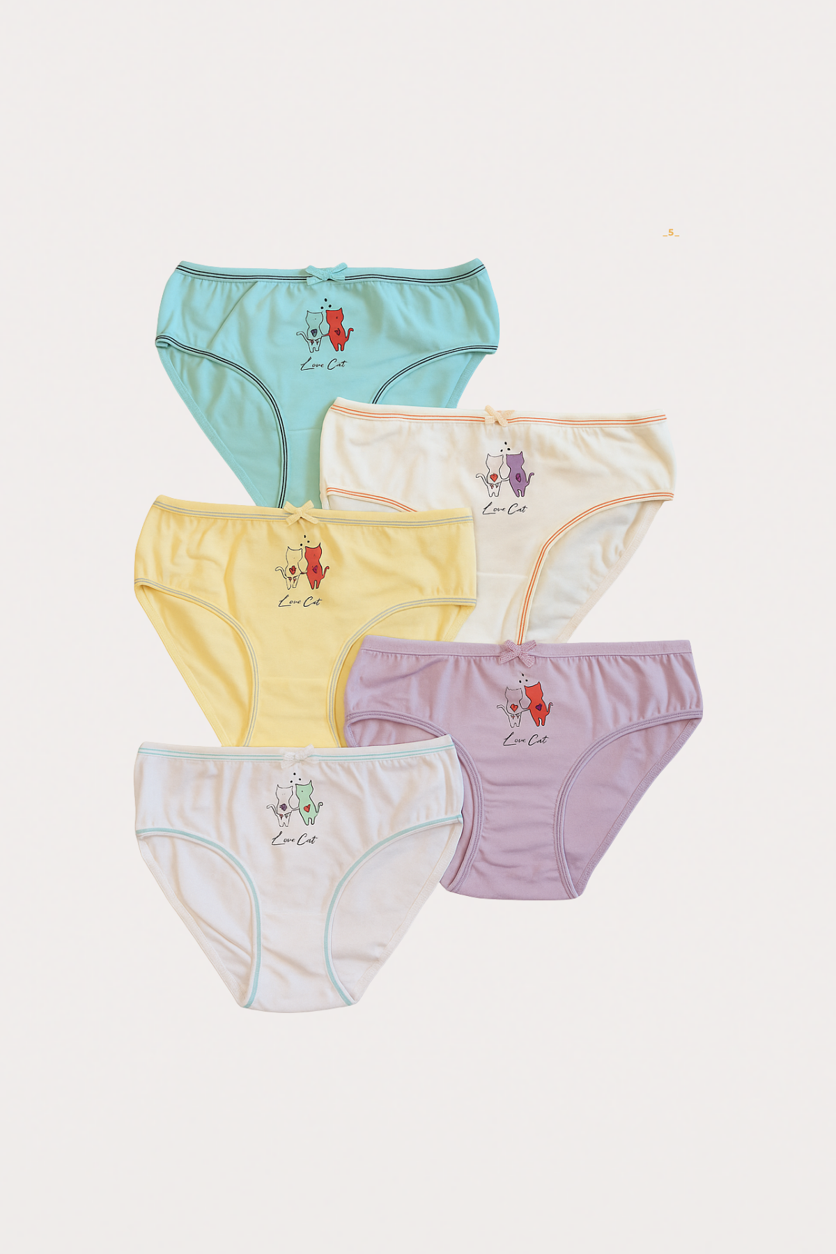 Kız Çocuk Kedi Desenli 5'li Külot