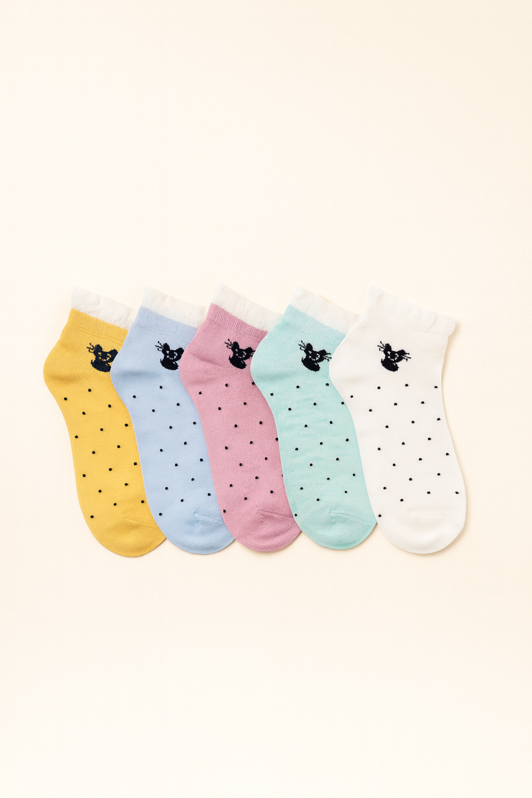 Kız Çocuk Kedi Desenli 5'li Patik Çorap