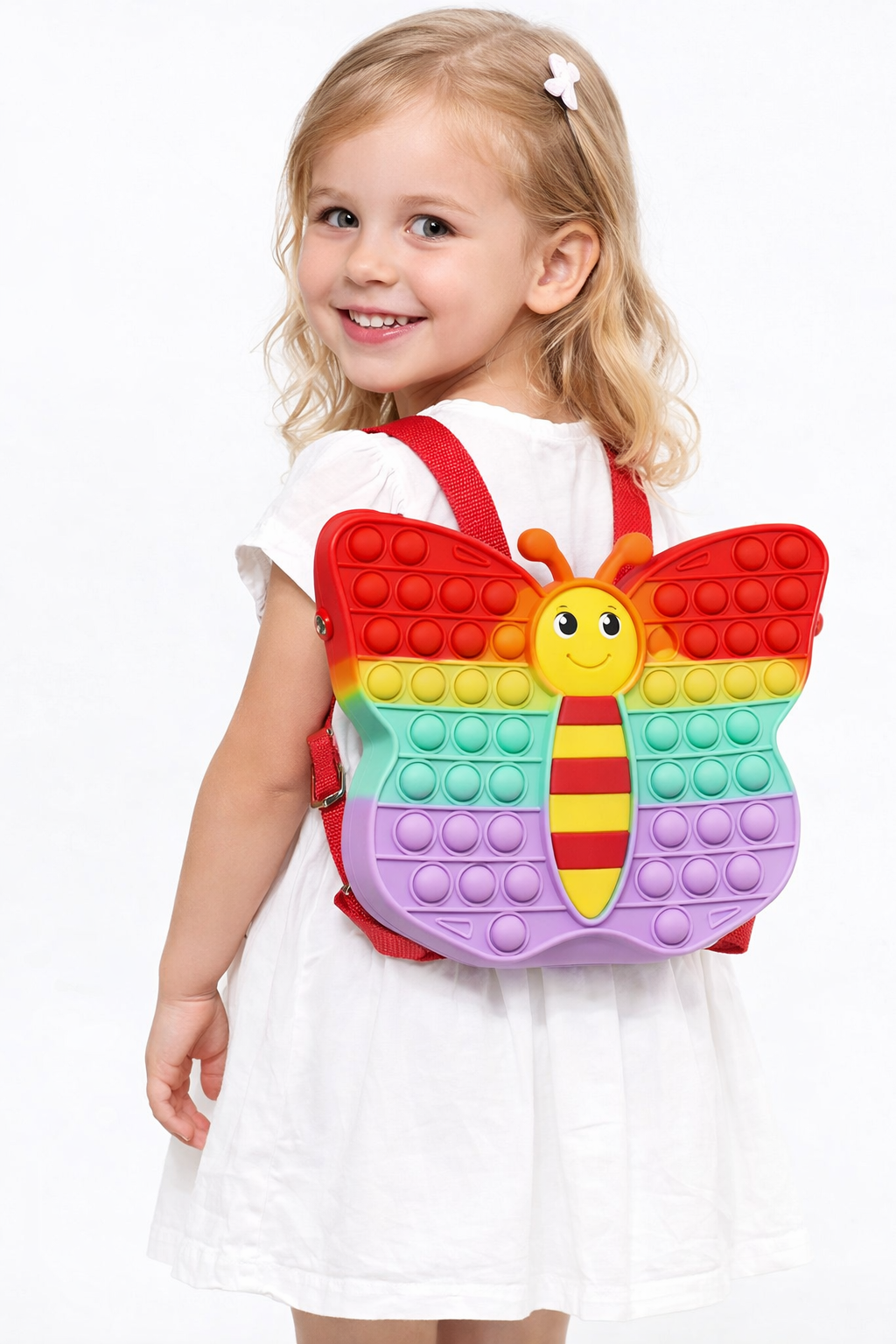 Kız Çocuk Kelebek Patpatlı Çanta Kırmızı