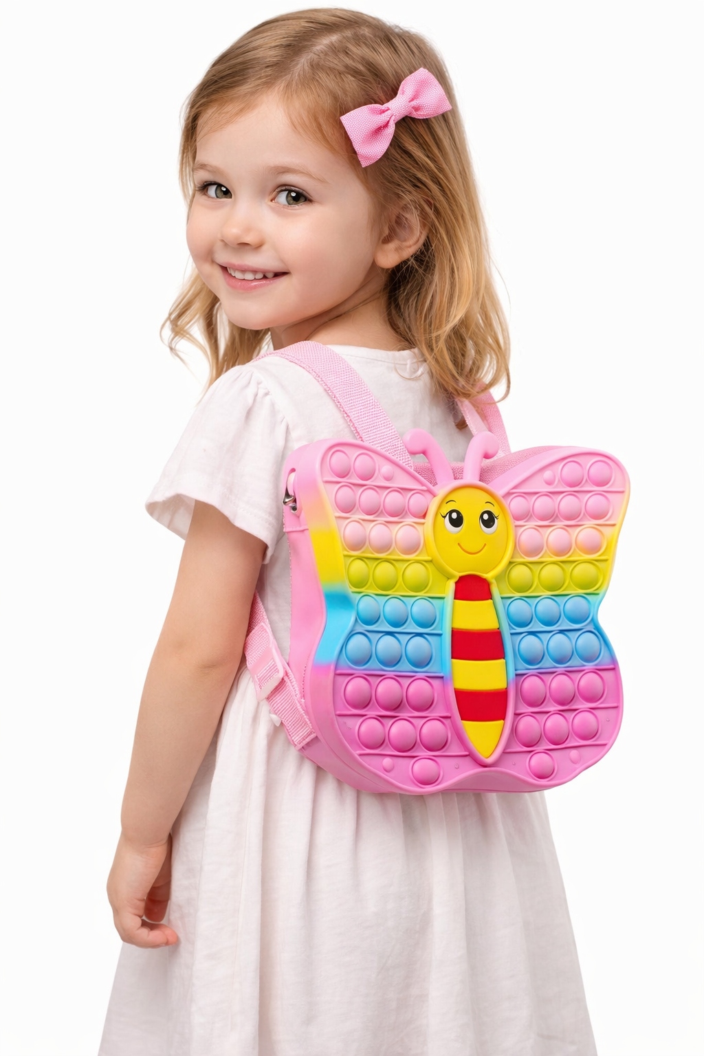 Kız Çocuk Kelebek Patpatlı Çanta Pembe