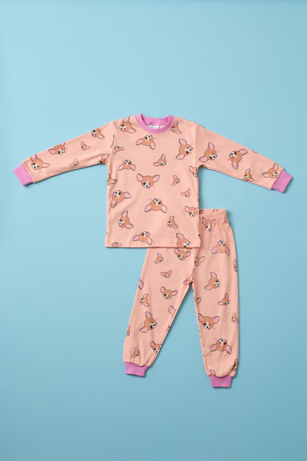 Kız Çocuk Köpek Baskılı Pijama Takımı