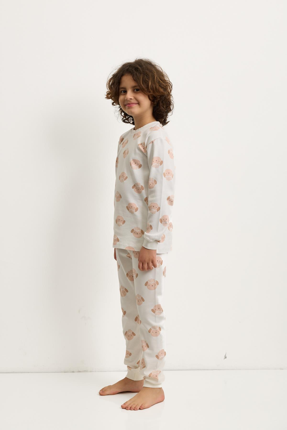 Kız Çocuk Kuzucuk Baskılı Pijama Takımı