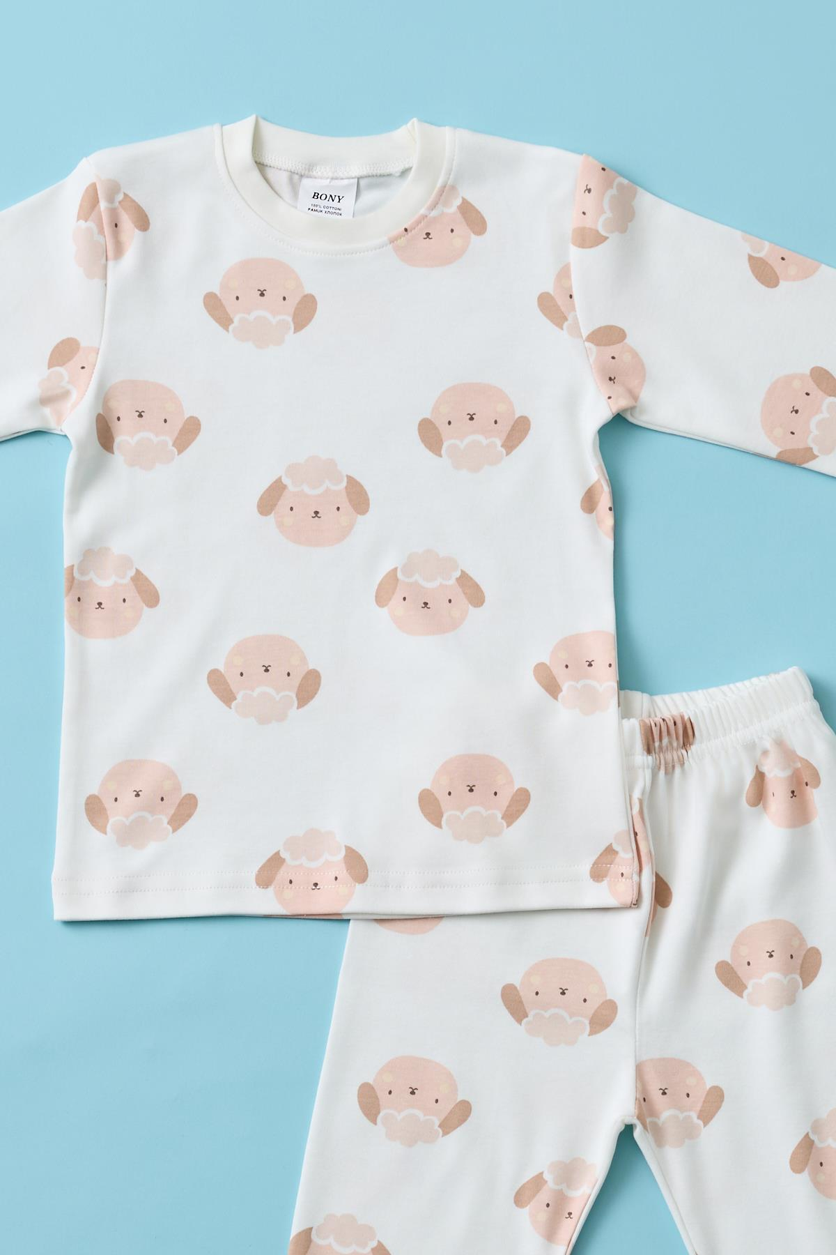Kız Çocuk Kuzucuk Baskılı Pijama Takımı