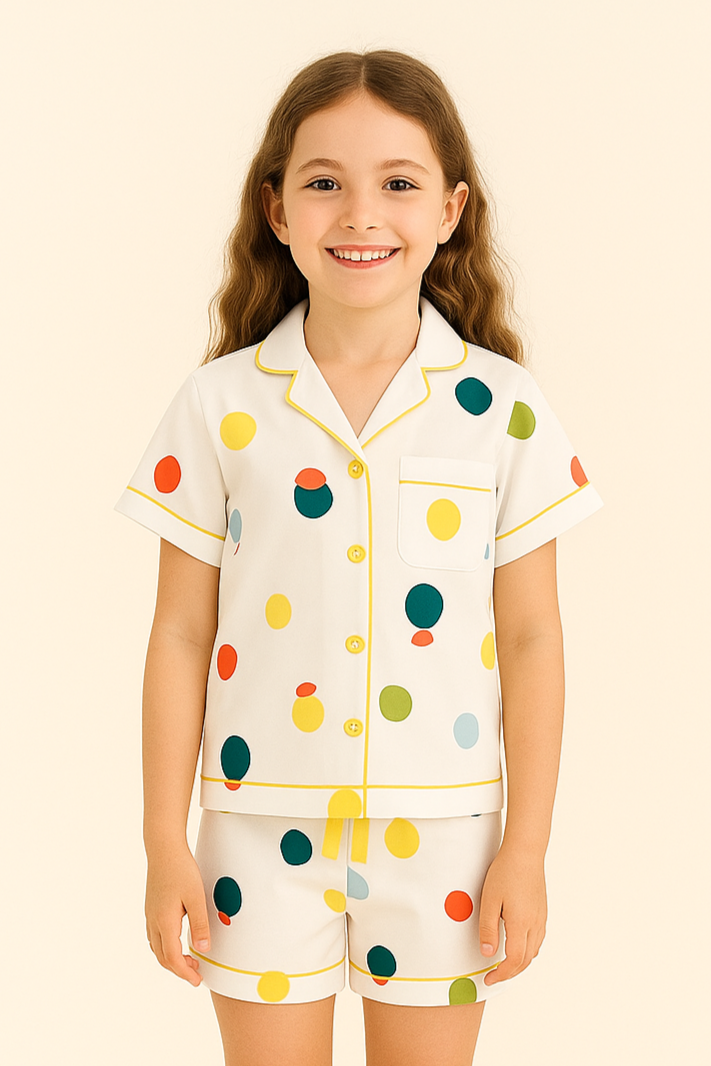 Kız Çocuk Limon Desenli Şortlu Pijama Takımı