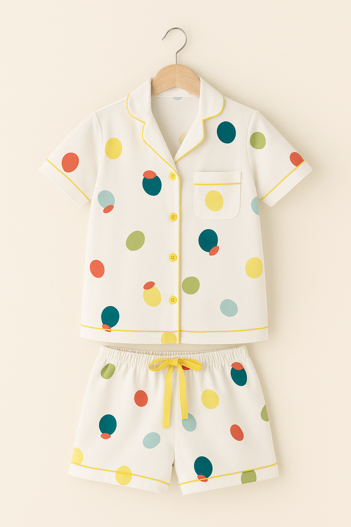 Kız Çocuk Limon Desenli Şortlu Pijama Takımı