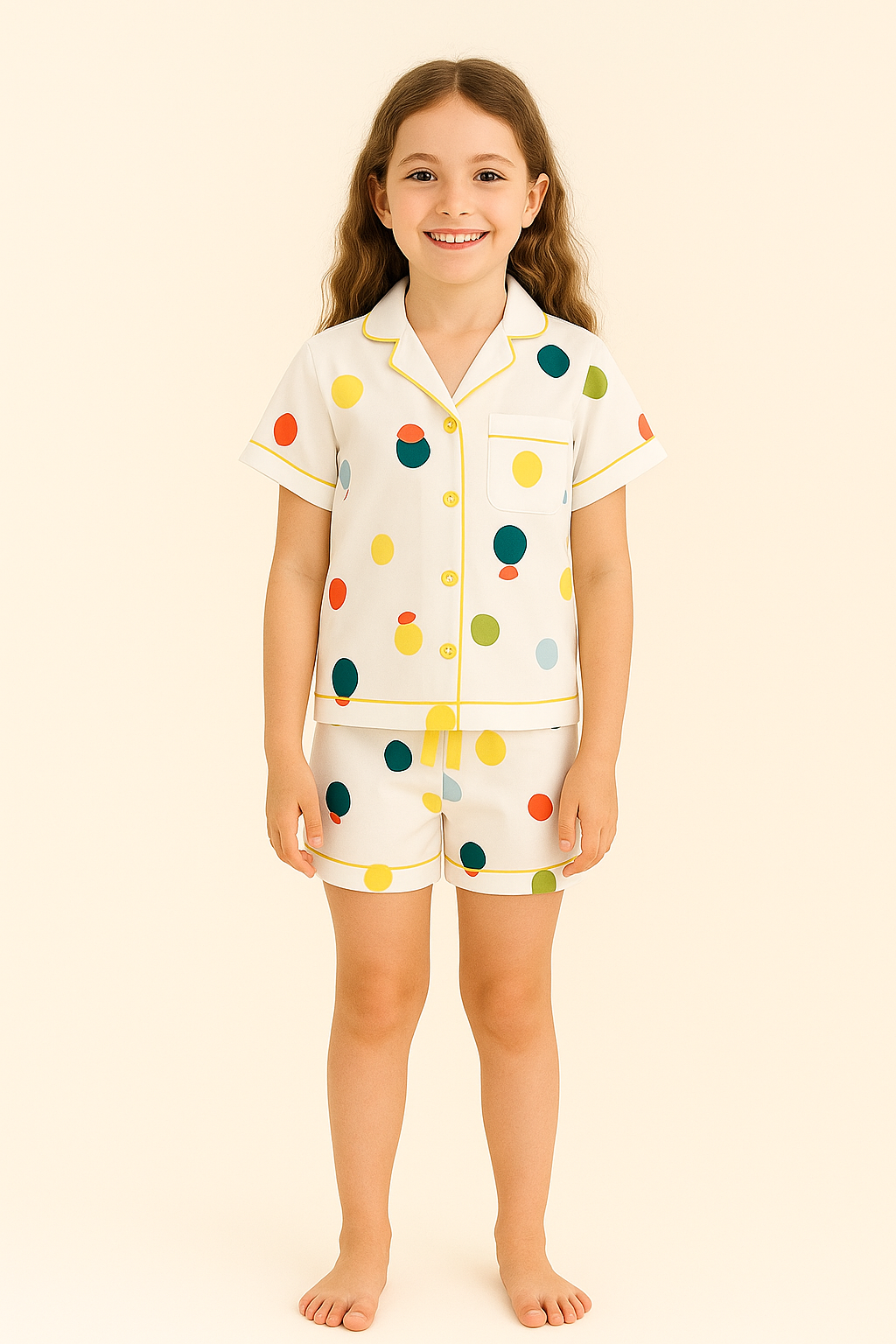 Kız Çocuk Limon Desenli Şortlu Pijama Takımı