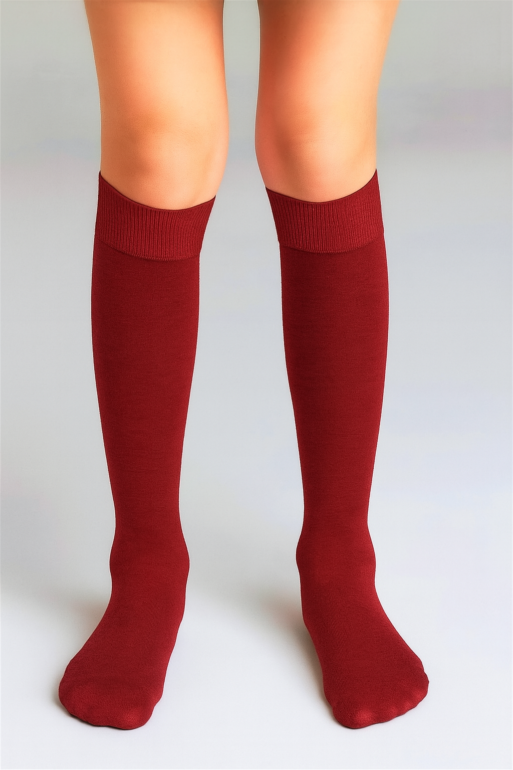 Kız Çocuk Mikro 50 Denye Düz Mus Dizaltı Çorap Bordo