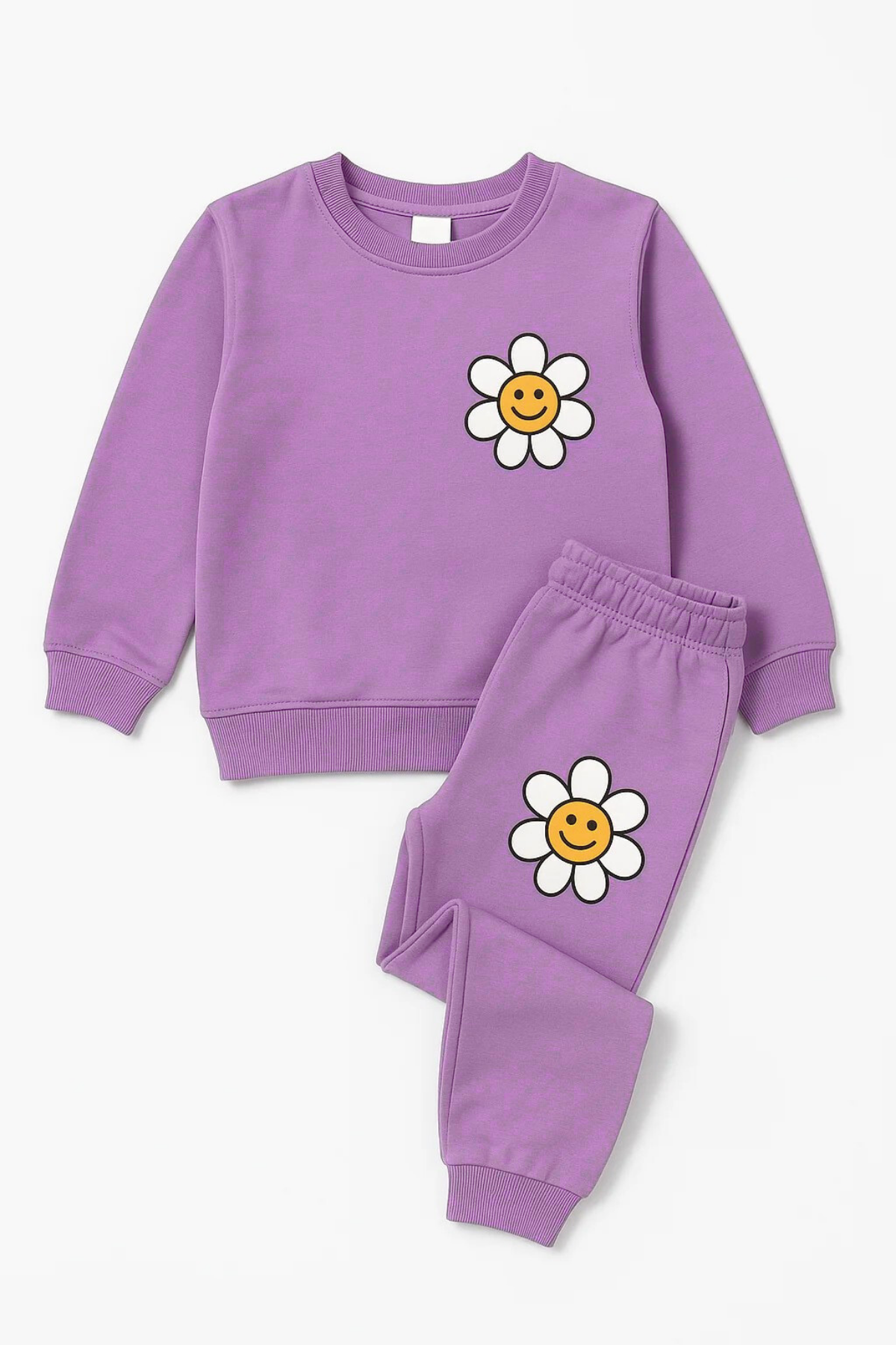 Kız Çocuk Papatya Baskılı Pijama Takımı Lila