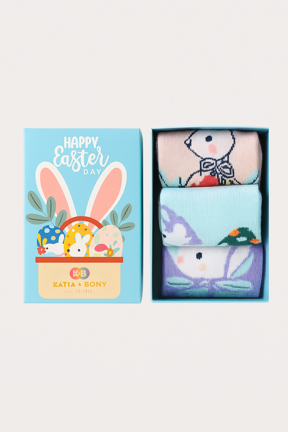 Kız Çocuk Tavşan Desenli 3'lü Kutulu Soket Çorap