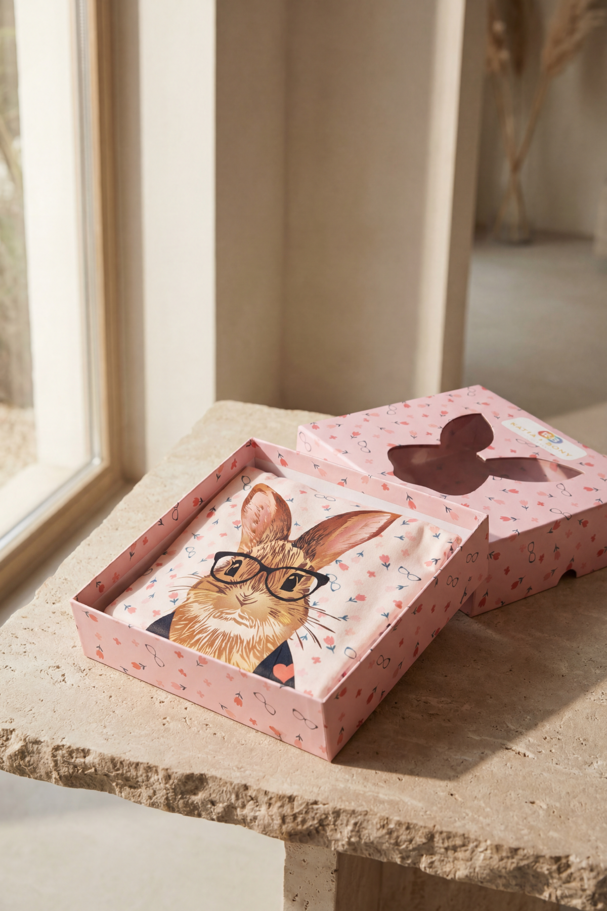 Kız Çocuk Tavşan Desenli Kutulu Pijama Takımı