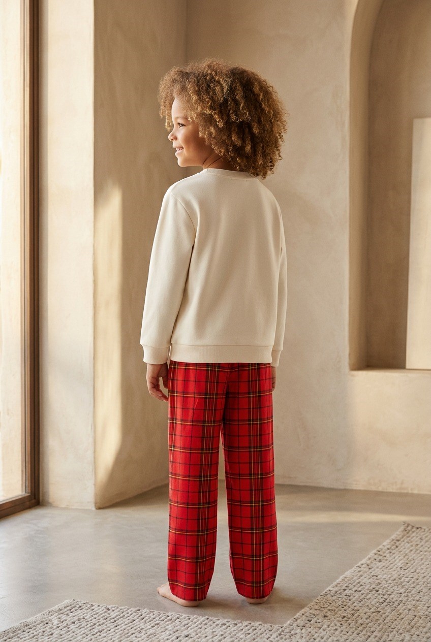 Kız Çocuk Teddy Pantolon Pijama Altı Kırmızı