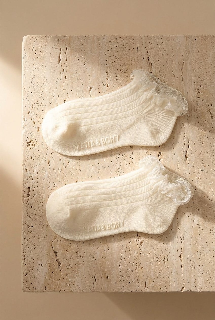 Kız Çocuk Tül Aksesuarlı Step Çorap Ekru