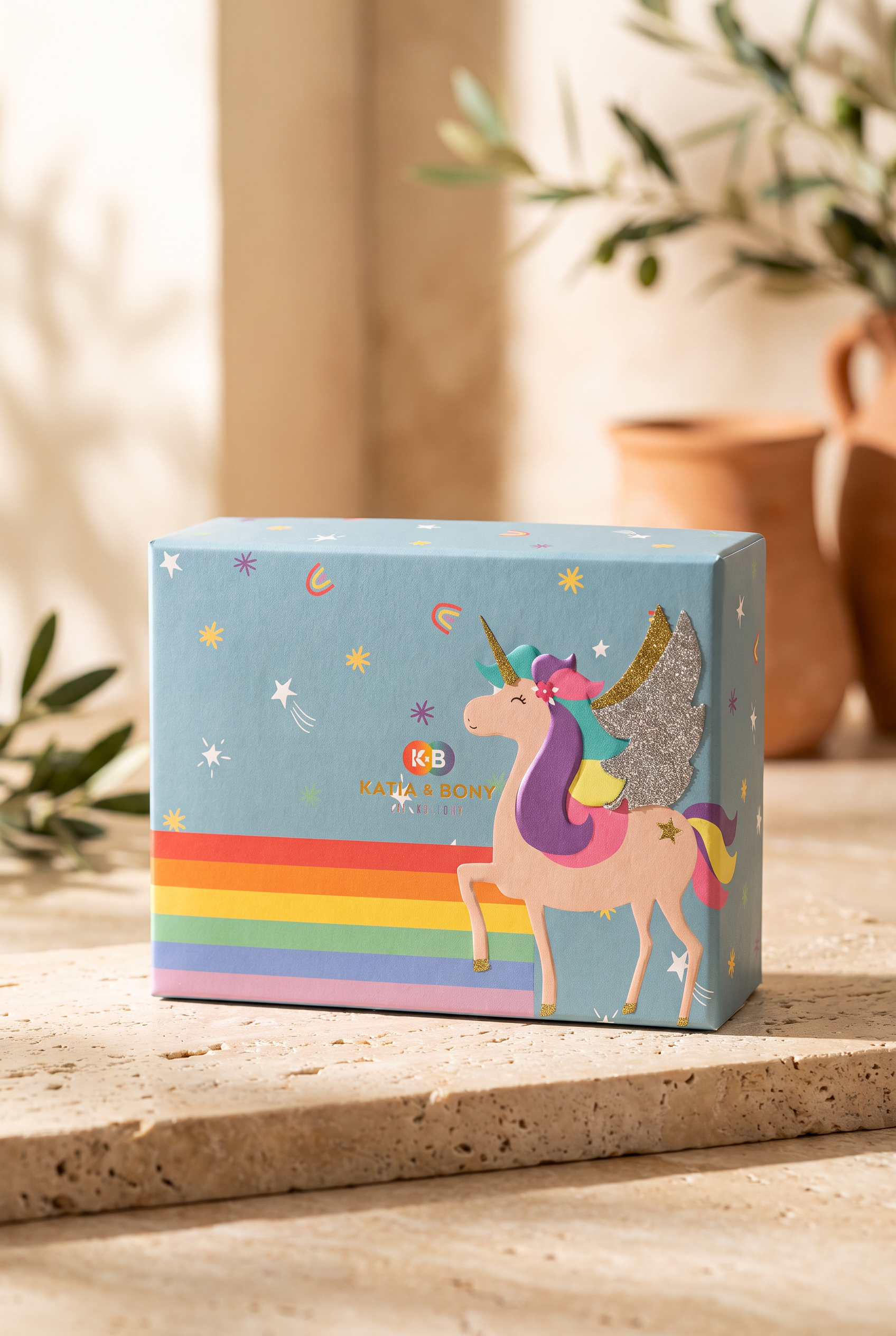 Kız Çocuk Unicorn Desenli 3'lü Kutulu Soket Çorap 