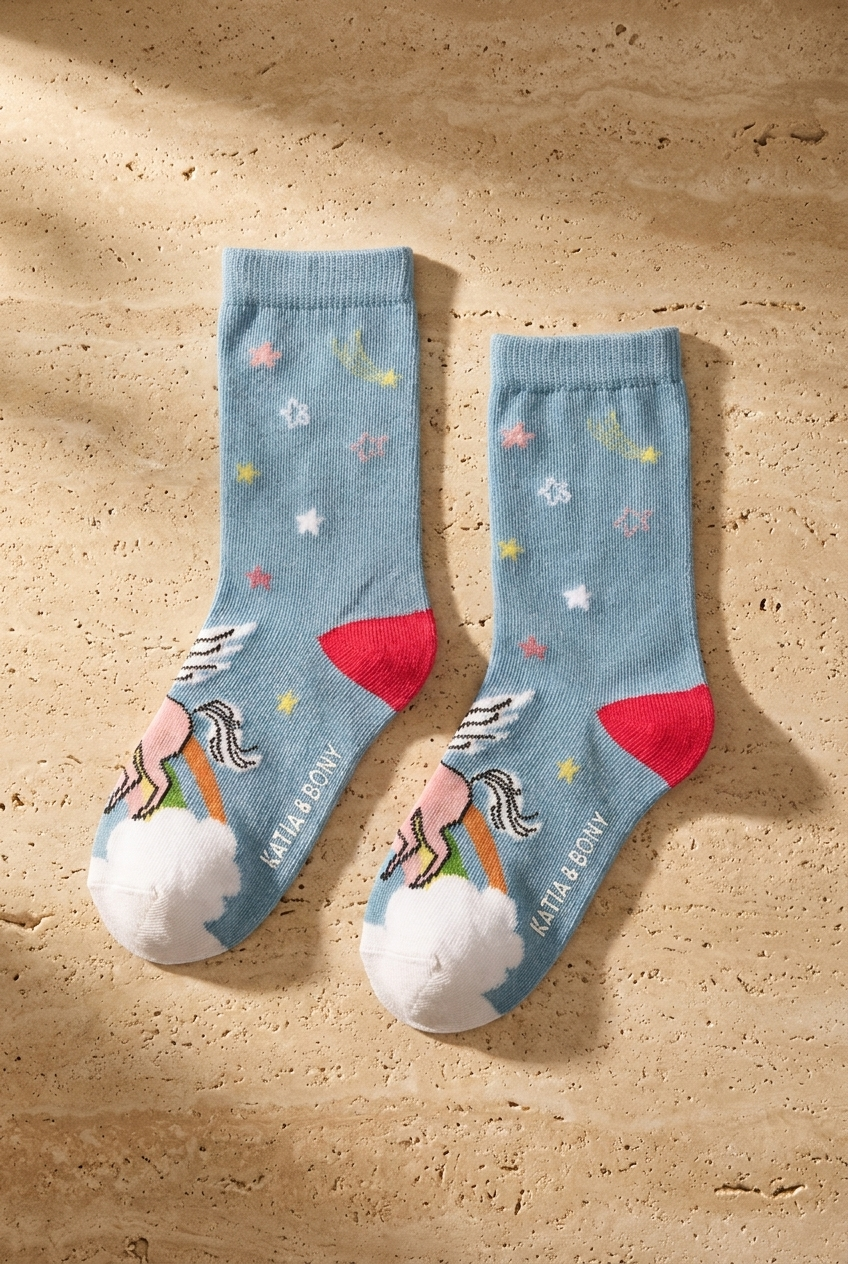 Kız Çocuk Unicorn Desenli 4'lü Paket Soket Çorap