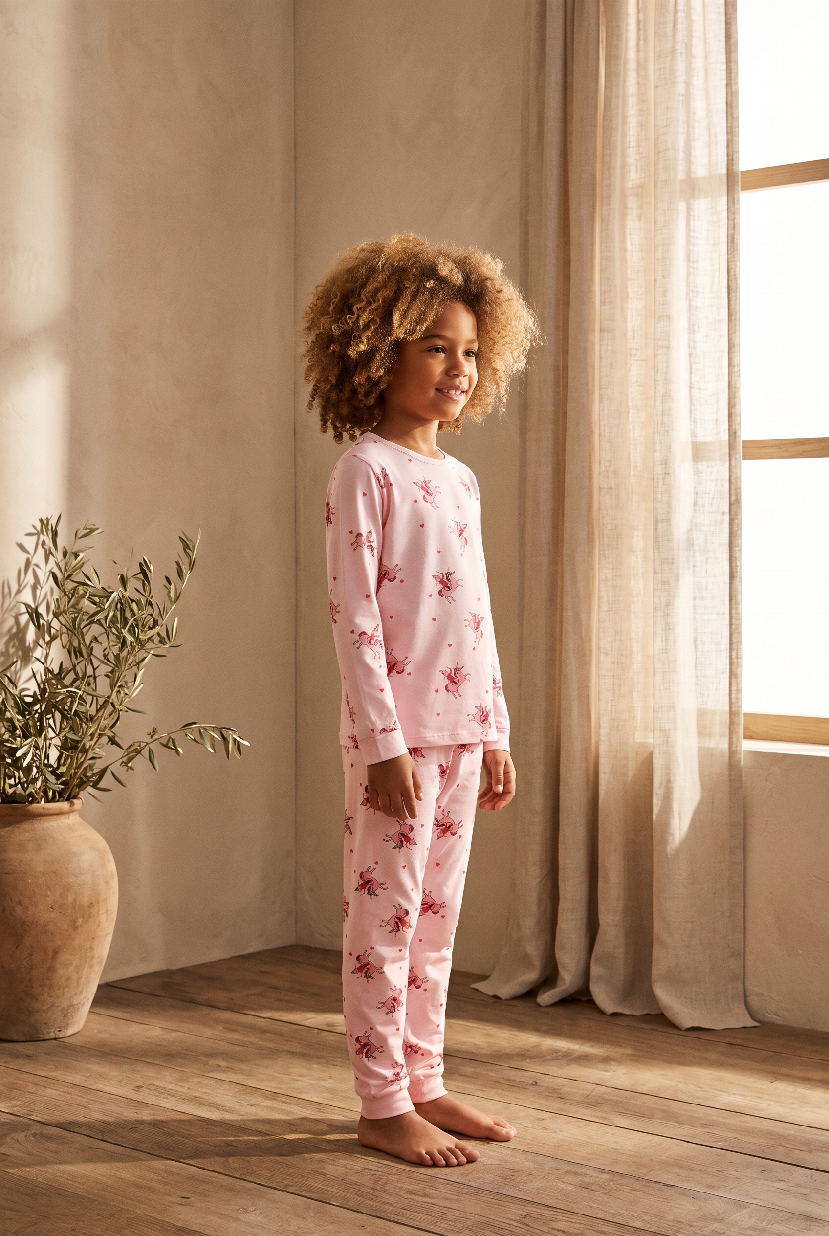 Kız Çocuk Unicorn Desenli Paketli Pijama Takımı Pembe