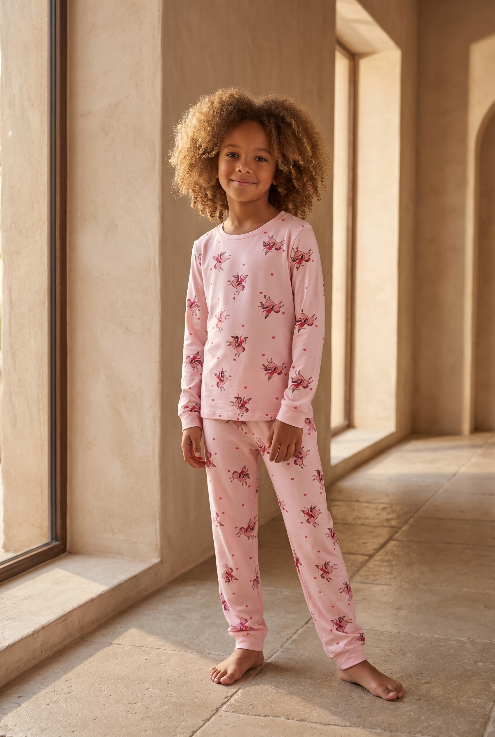 Kız Çocuk Unicorn Desenli Paketli Pijama Takımı Pembe