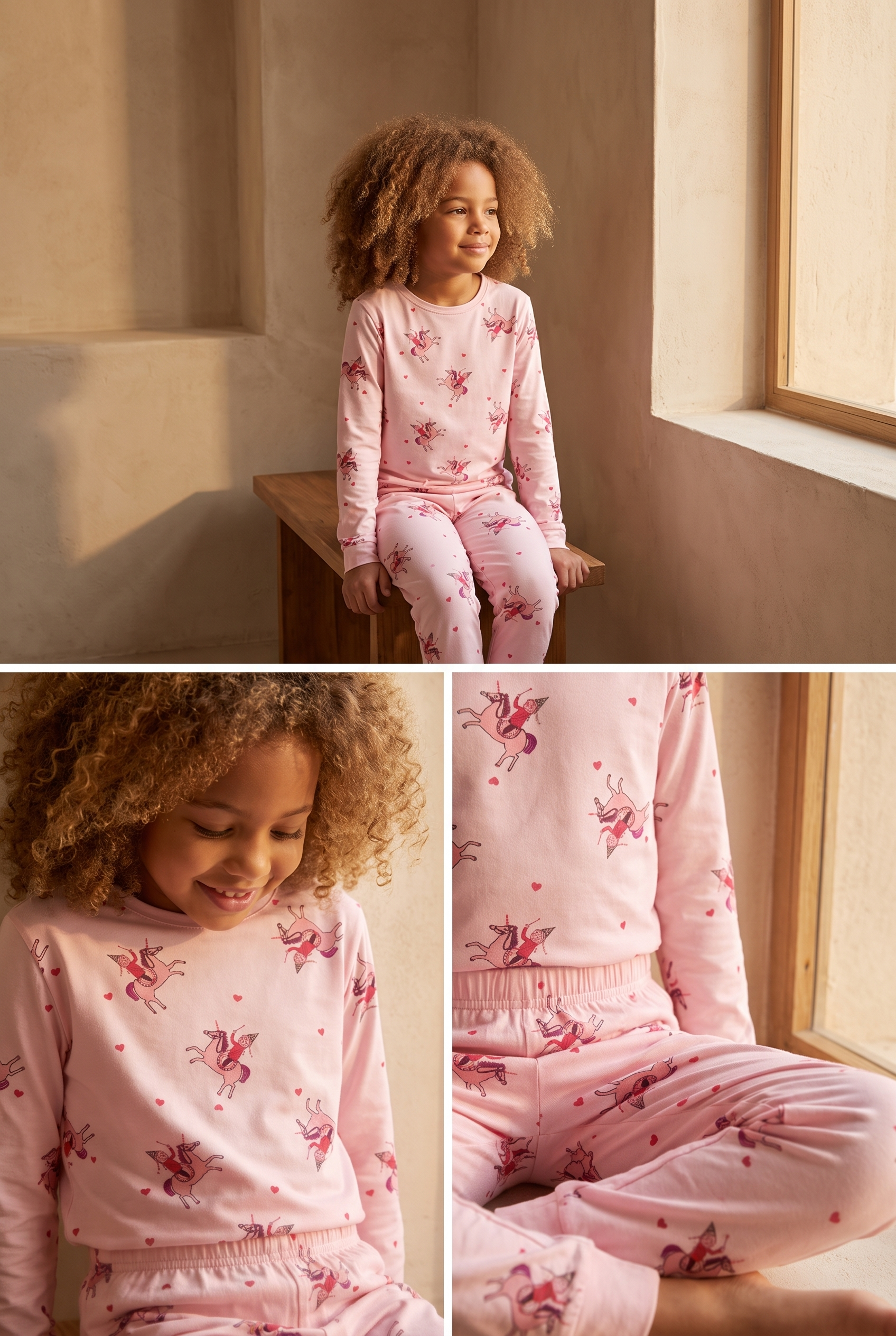 Kız Çocuk Unicorn Desenli Paketli Pijama Takımı Pembe