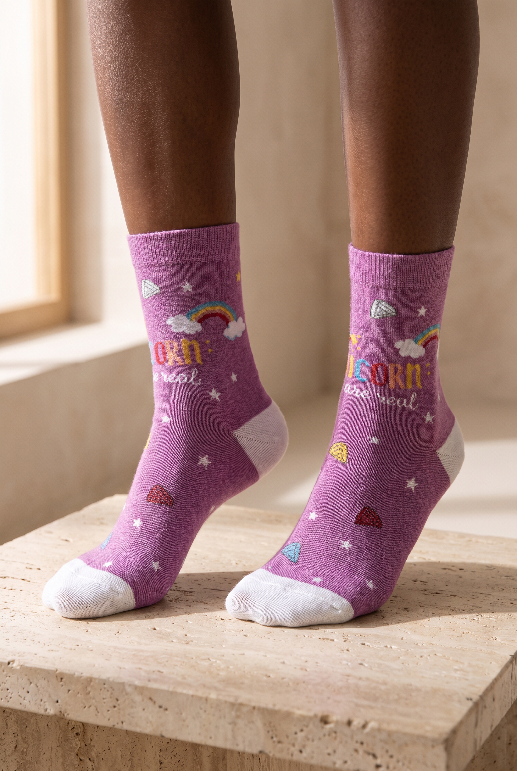 Kız Çocuk Unicorn Desenli Soket Çorap Mor 