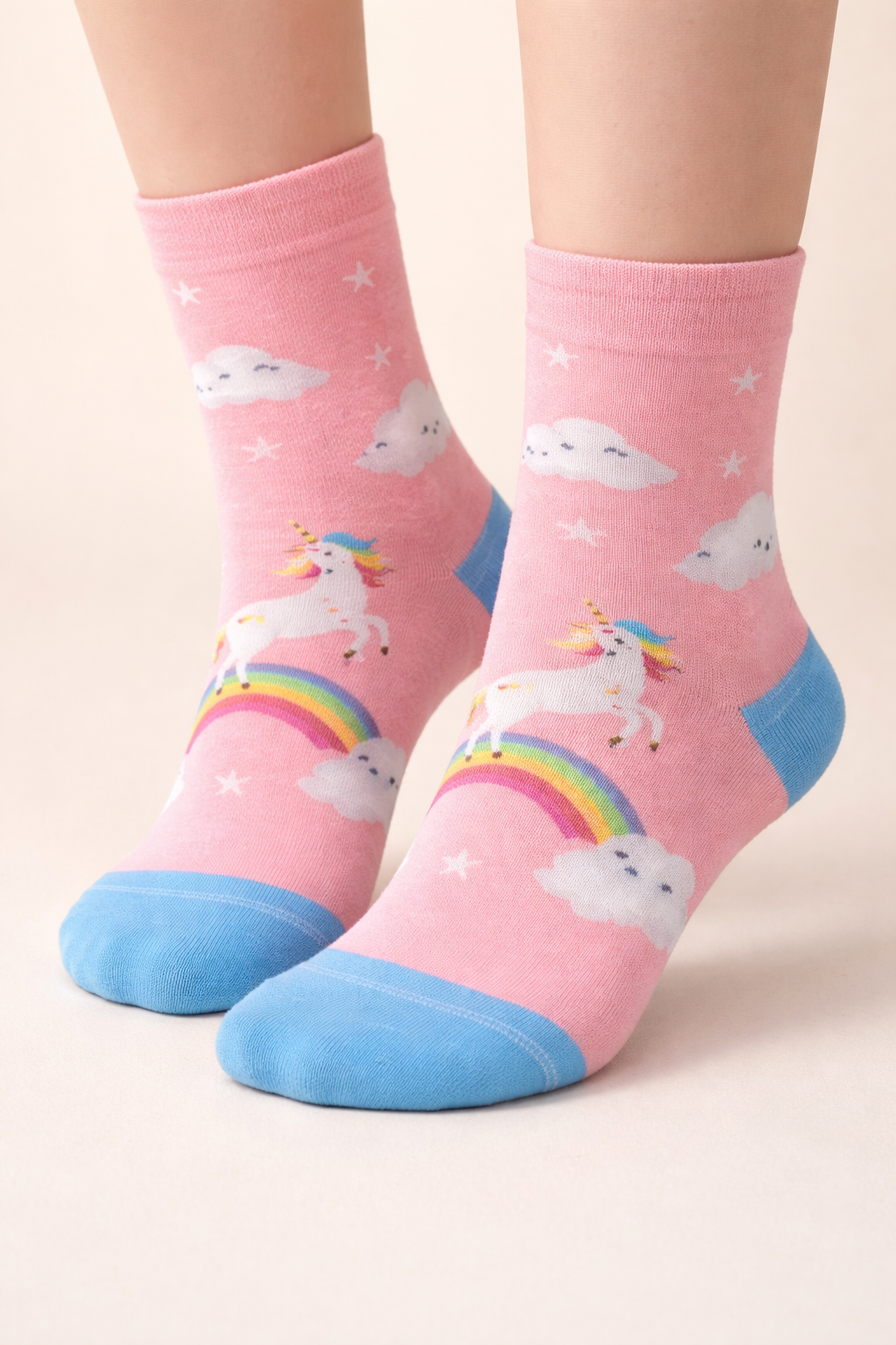 Kız Çocuk Unicorn Desenli Soket Çorap Pembe